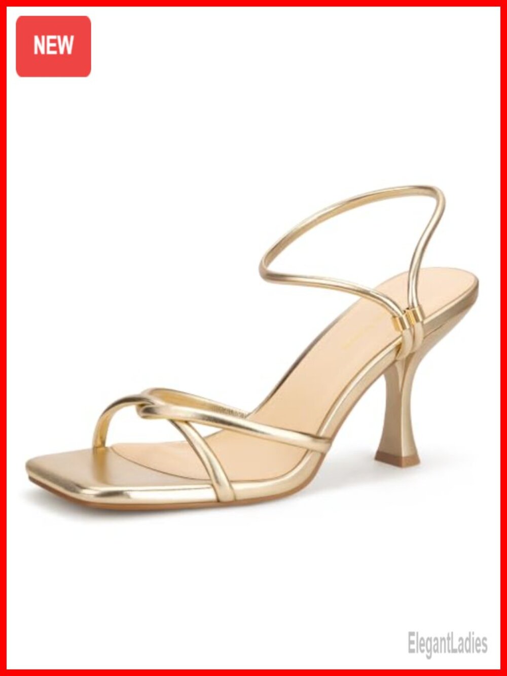 Faux Leather Strappy Kitten Heel Sandals Square Open Toe